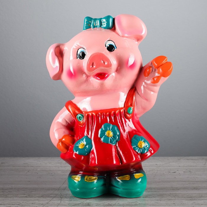 Копилка "Свинка в платье " зелёные ботинки, глянец