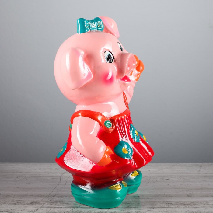 Копилка "Свинка в платье " зелёные ботинки, глянец