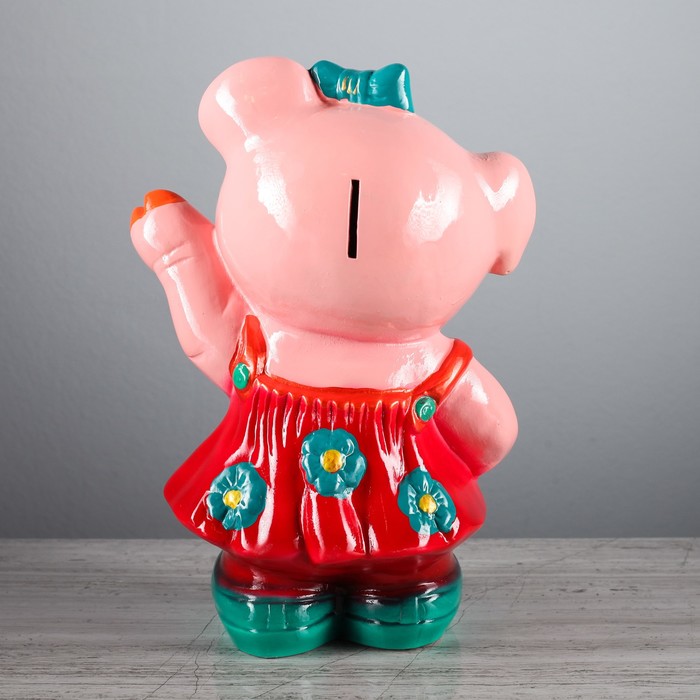 Копилка "Свинка в платье " зелёные ботинки, глянец