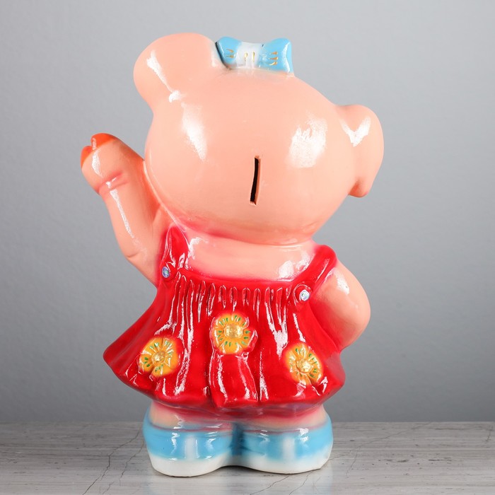 Копилка "Свинка в платье " синие ботинки, глянец