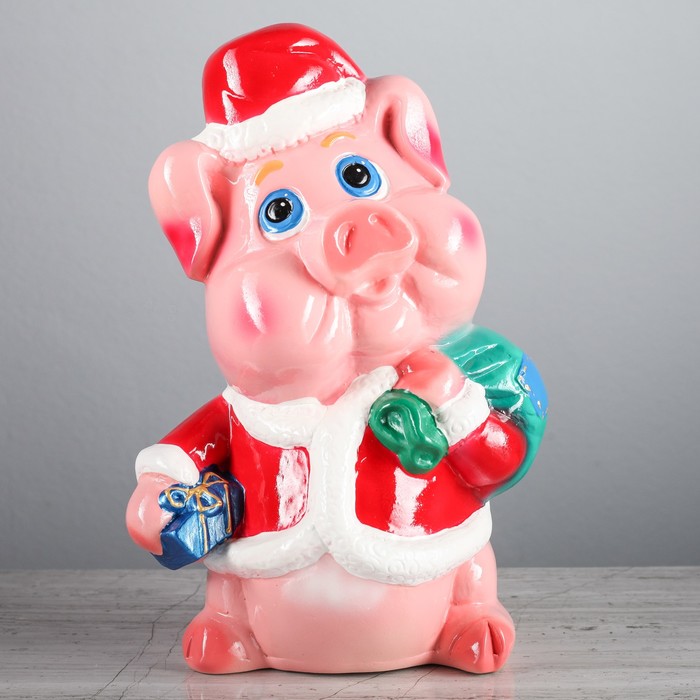 Копилка "Поросёнок с подарками" глянец