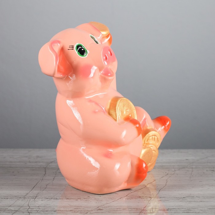 Копилка "Поросёнок с монетами" малая, глянец
