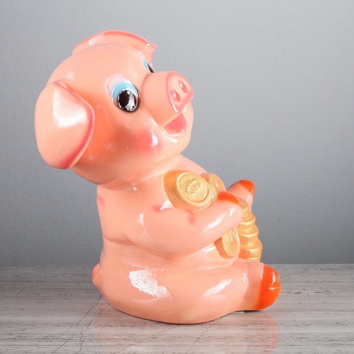 Копилка "Поросёнок с монетами" большая, глянец