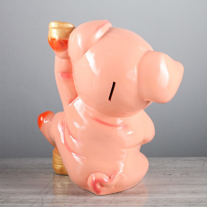 Копилка "Поросёнок с монетами" большая, глянец