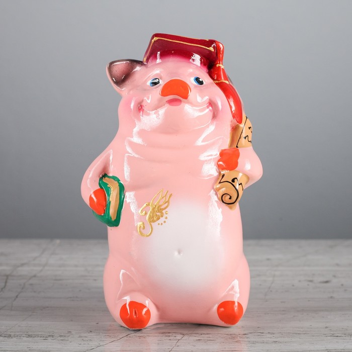 Копилка "Поросёнок с дипломом" малая, глянец