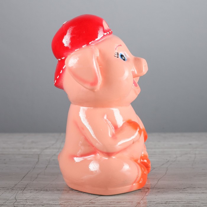 Копилка "Поросёнок в кепке" глянец, микс