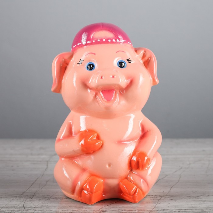 Копилка "Поросёнок в кепке" глянец, микс