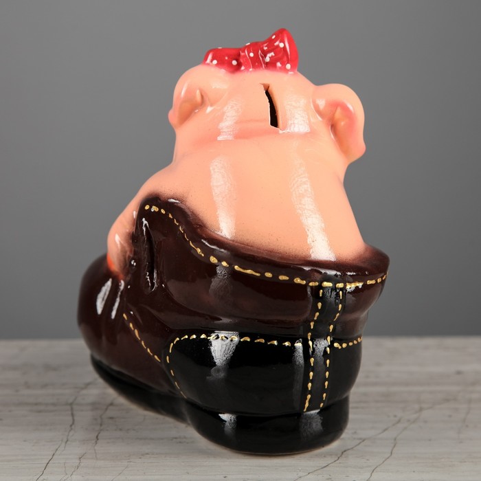 Копилка "Поросёнок в ботинке" глянец микс