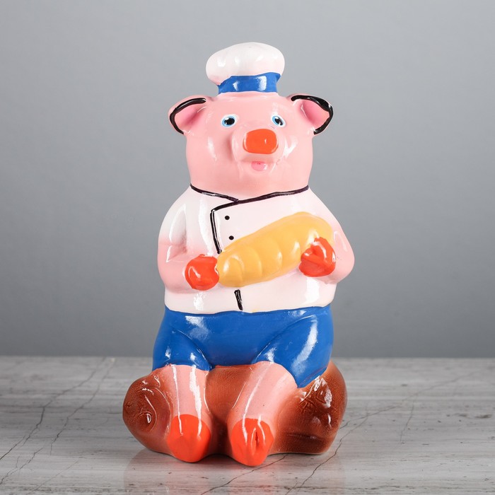 Копилка "Поросёнок пекарь" малая, глянец