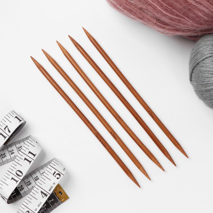 Спицы для вязания, чулочные, d=6мм, 20см, 5шт