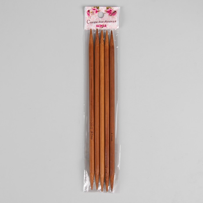 Спицы для вязания, чулочные, d=6мм, 20см, 5шт