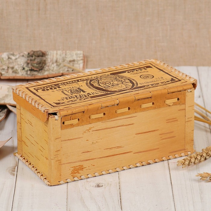 Шкатулка «100 долларов», 18,5×9,5×8 см, береста