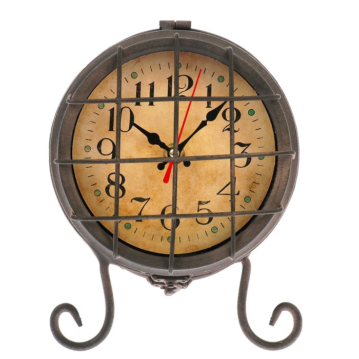 Часы настольные серия Ковка. Прибор, на циферблате решетка, 21*23см