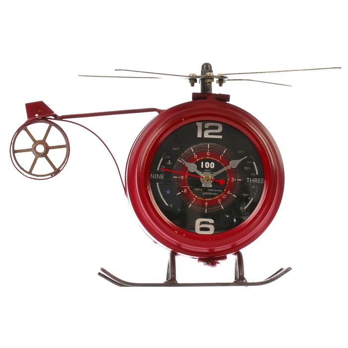 Часы настольные серия Ковка. Вертолет, циферблат открывается, 18*23см