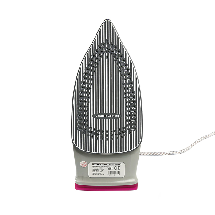 Утюг WILLMARK SI-2217CRR, 2200 Вт, керамическая подошва, 320 мл , автоотключение, розовый