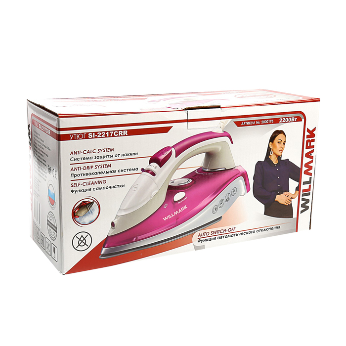 Утюг WILLMARK SI-2217CRR, 2200 Вт, керамическая подошва, 320 мл , автоотключение, розовый