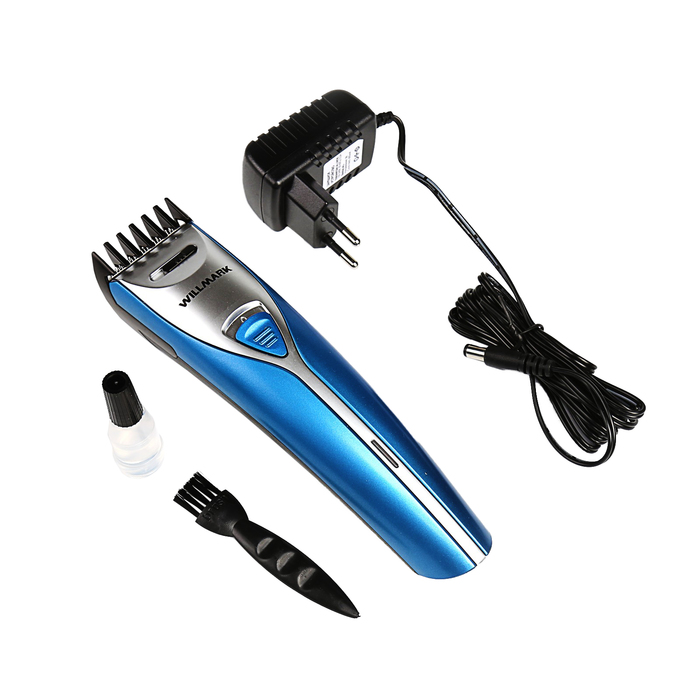 Машинка для стрижки WILLMARK WHC-8502R, аккумуляторная, 1 насадка, синий