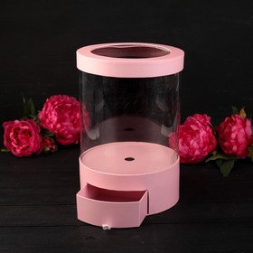 

Коробка подарочная для цветов, Розовая, с ящиком, 20х20х32,5 см