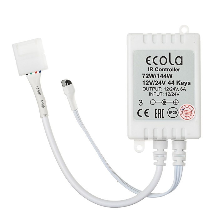 Контроллер для ленты Ecola LED, RGB, 12В-72Вт, 24В-144 Вт, 6А, и/к пульт