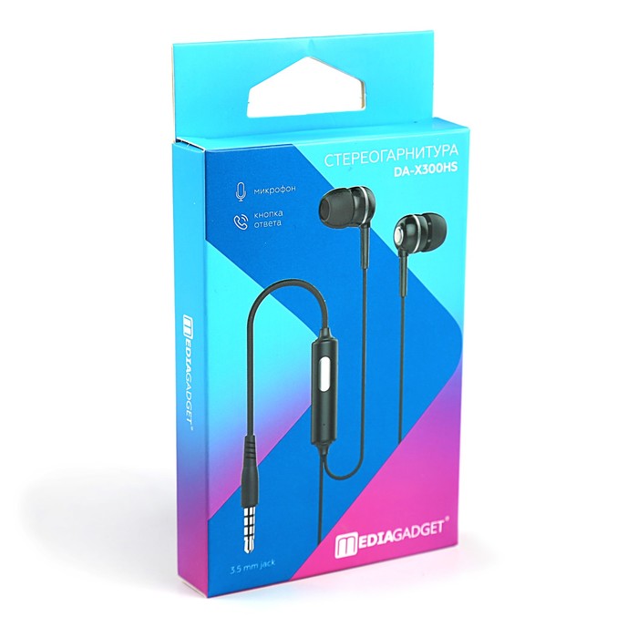Гарнитура Smarterra DA-X300HS, микрофон, кнопка ответа, черная