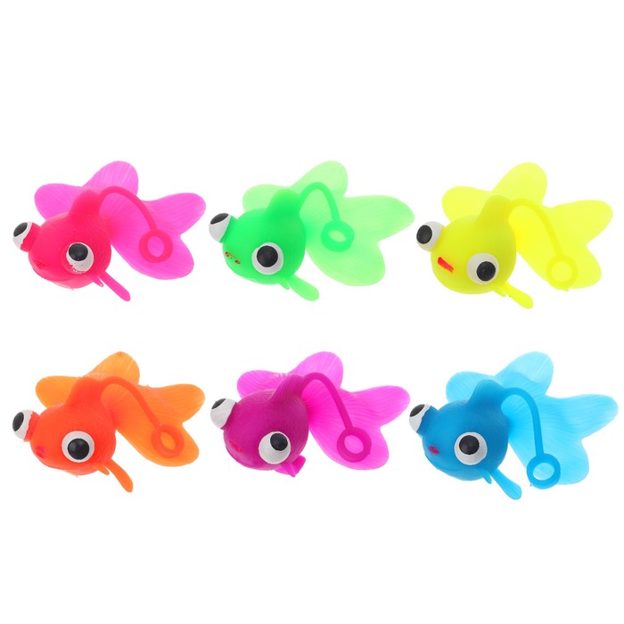 Мялка "Рыбка" на резинке, цвета МИКС