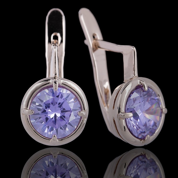 Серьги "Кумир", цвет фиолетовый в золоте