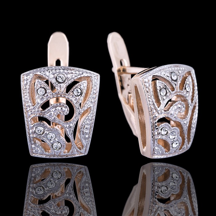 Серьги "Кижи", цвет белый в золоте