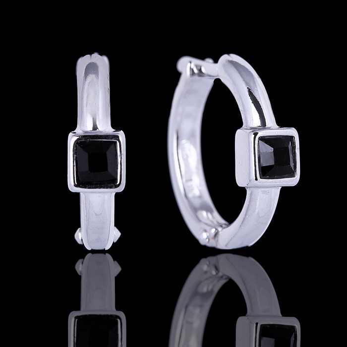 Серьги "Эврика", цвет чёрный в серебре