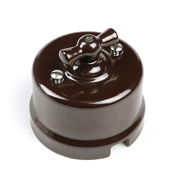 Переключатель Bironi "Лизетта", 1 клавиша, цвет коричневый