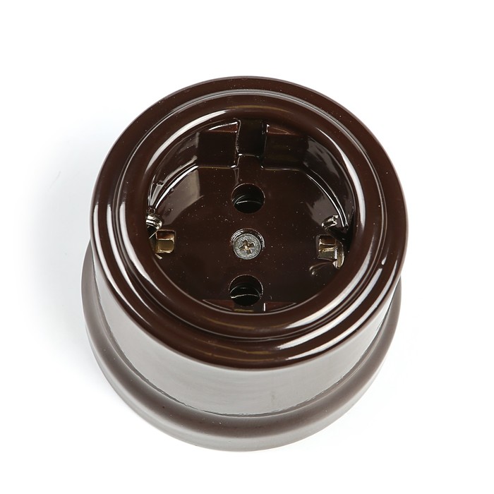 Розетка Bironi "Лизетта", одноместная, с з/к, цвет коричневый