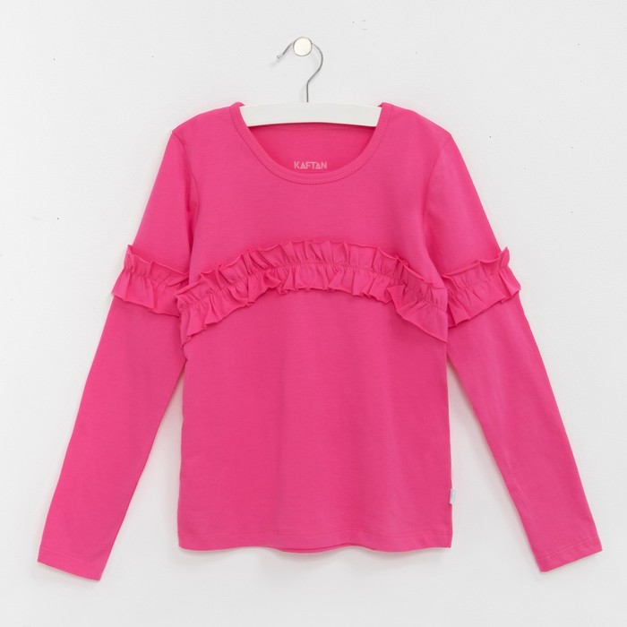 Футболка с дл.рукавом, розовая, р-р 32 (110-116 см) 5-6 лет., 100% хлопок