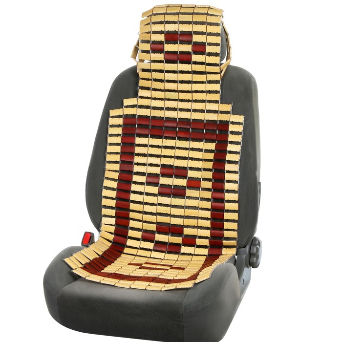 Накидка-массажер на сиденье из бамбука с капюшоном, 43 х 115 см, рисунок, цвет бежевый