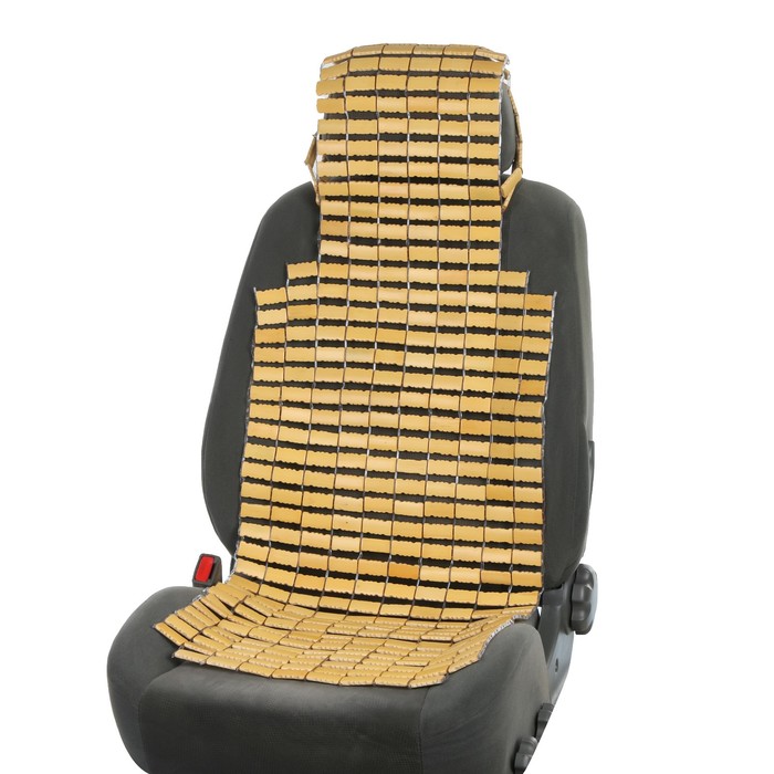 Накидка-массажер на сиденье из бамбука с капюшоном, 43 х 115 см, цвет бежевый