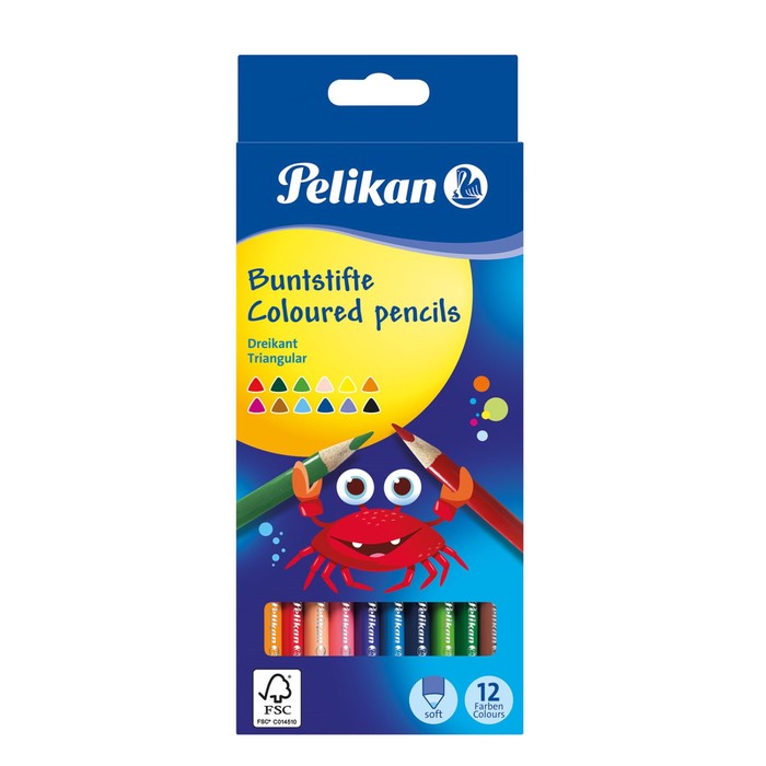 Карандаши 12цв Pelikan шестигранные 3мм, к/к 700115