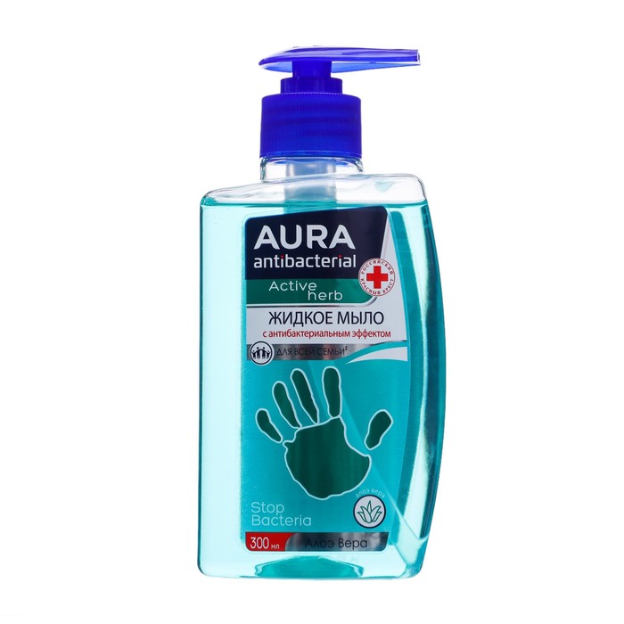 Жидкое мыло AURA для всей семьи, с антибактериальным эффектом, с алоэ вера, 300 мл aura жидкое мыло для всей семьи с антибактериальным эффектом с алоэ вера 300 мл