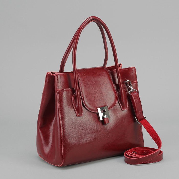 Сумка женская, отдел на молнии, с расширением на замке, наружный карман, длинный ремень, цвет бордовый