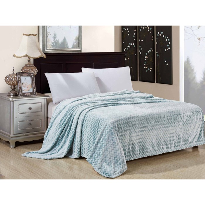 Плед "Волна", размер 200х220 см, велсофт 320 г/м2 200/001-VL