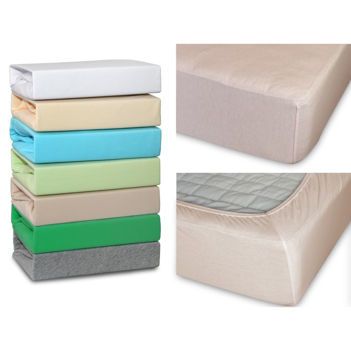 Простыня на резинке, размер 140х200х20 см, трикотаж 120 г/м2, бежевый 140/001