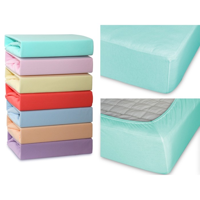 Простыня на резинке, размер 160х200х20 см, трикотаж 120 г/м2, ментол 160/010