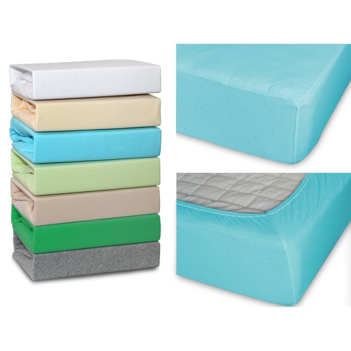 Простыня на резинке, размер 200х200х20 см, трикотаж 120 г/м2, бирюзовый 200/012