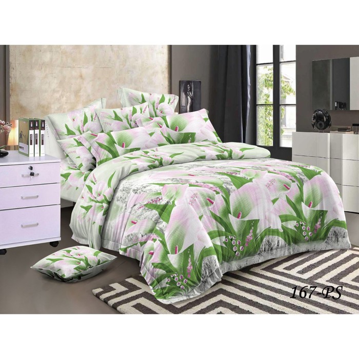 КПБ дуэт, 220х250 см, 150х210 см-2 шт., 50х70 см, 70х70 см по 2 шт., полисатин 41/167-PS