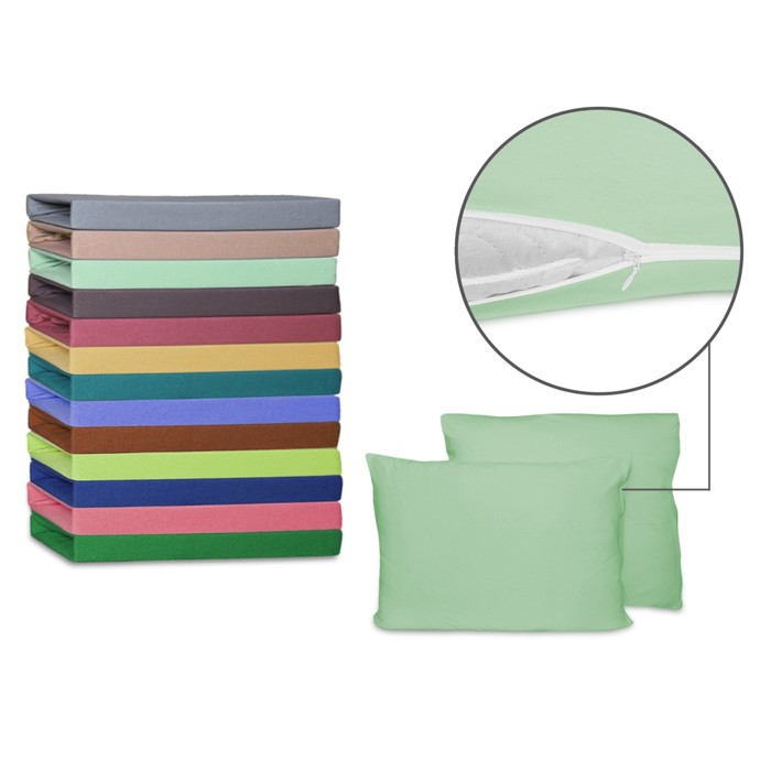 Наволочка на молнии, размер 70х70 см-2 шт., трикотаж 140 г/м2, оливковый 70/22