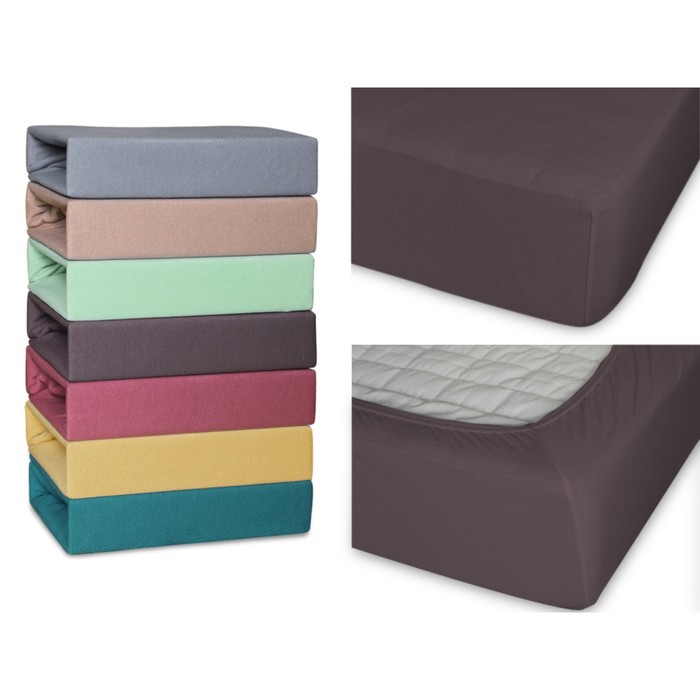 Простыня на резинке, размер 200х200х25 см, трикотаж 140 г/м2, шоколад 20/15