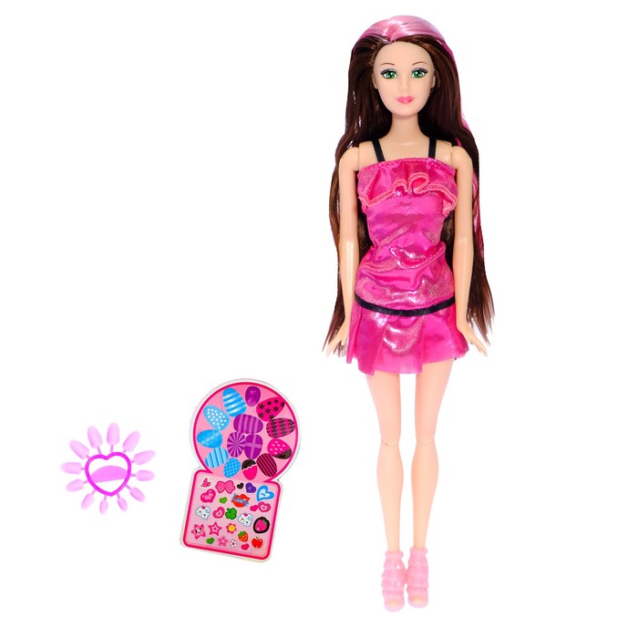 Кукла модель "Эмма" с аксессуарами и наклейками для маникюра, МИКС
