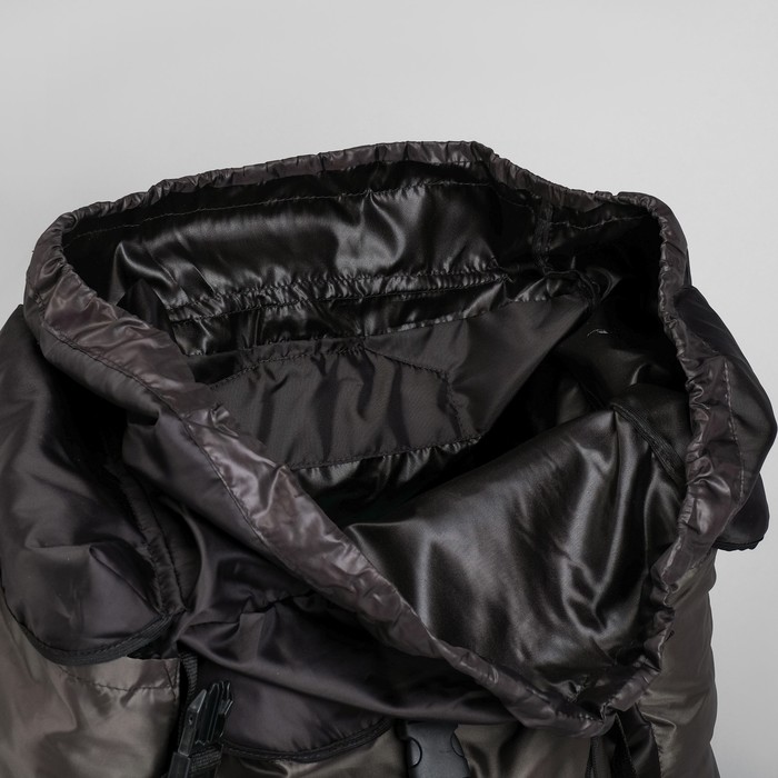 Рюкзак туристический "Большой Лесной", отдел на шнурке, 3 наружных кармана, цвет чёрный/зелёный