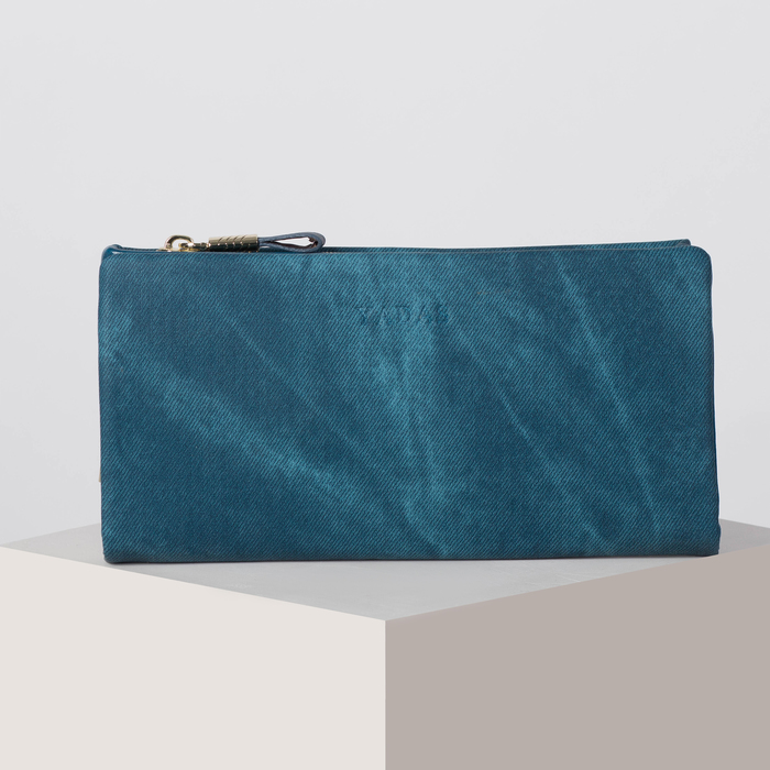 Кошелёк женский "Джинс", 2 отдела на молниях, цвет синий