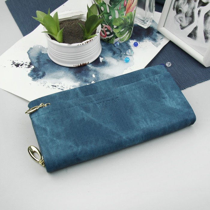 Кошелёк женский "Джинс", отдел на молнии, наружный карман, цвет синий