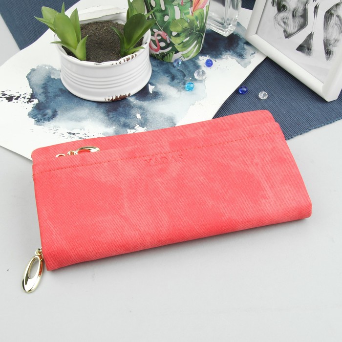 Кошелёк женский "Джинс", отдел на молнии, наружный карман, цвет розовый