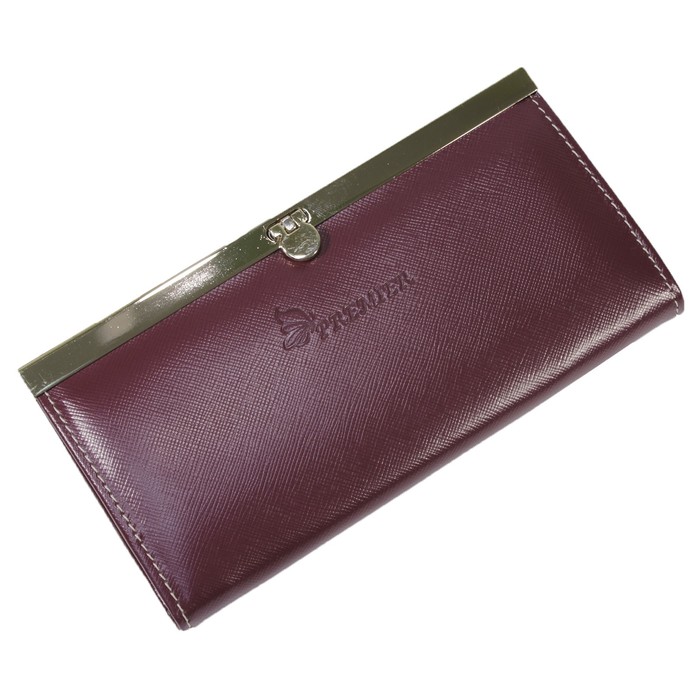 Кошелёк женский на кнопке, 3 отдела для купюр, для кредитных карт, для монет, цвет бордовый