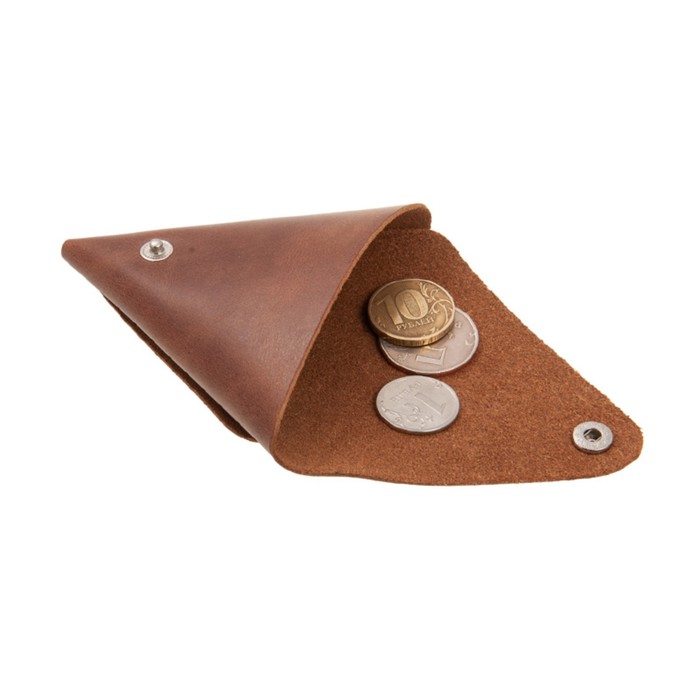 Футляр для монет на кнопке, цвет коричневый